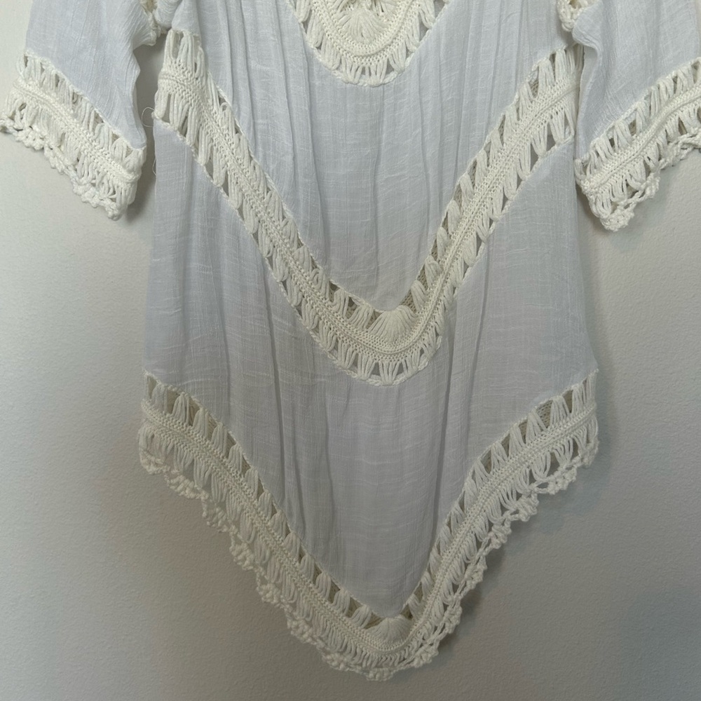 India Boutique White Crochet Swim Coverup - Picture 5 of 6